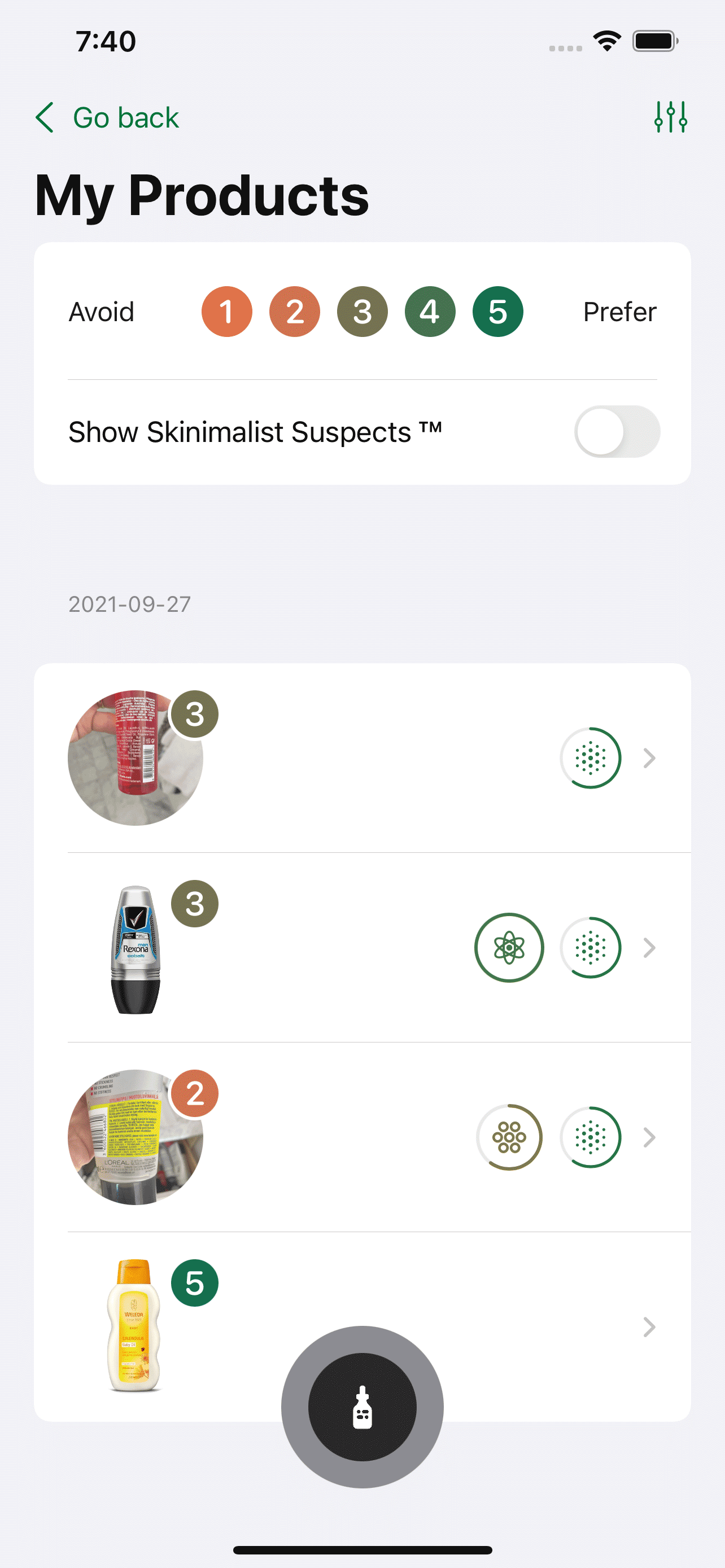 in-app image of product list